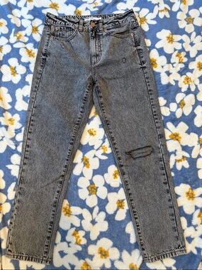 Garage Black Acid Wash Mom Jeans